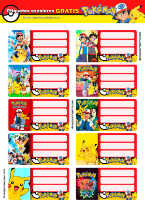Etiquetas Escolares Pokemon Pikachu Para Impr